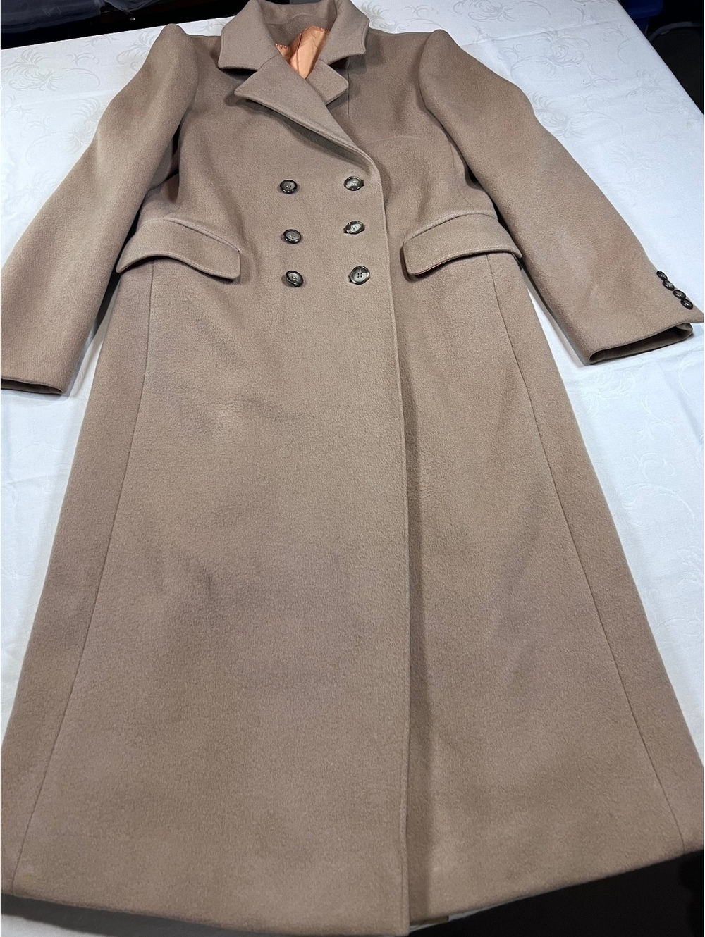Womans Vintage Fairbrooks 100% Wool Long Double Breasted Coat Size 10 Union Made